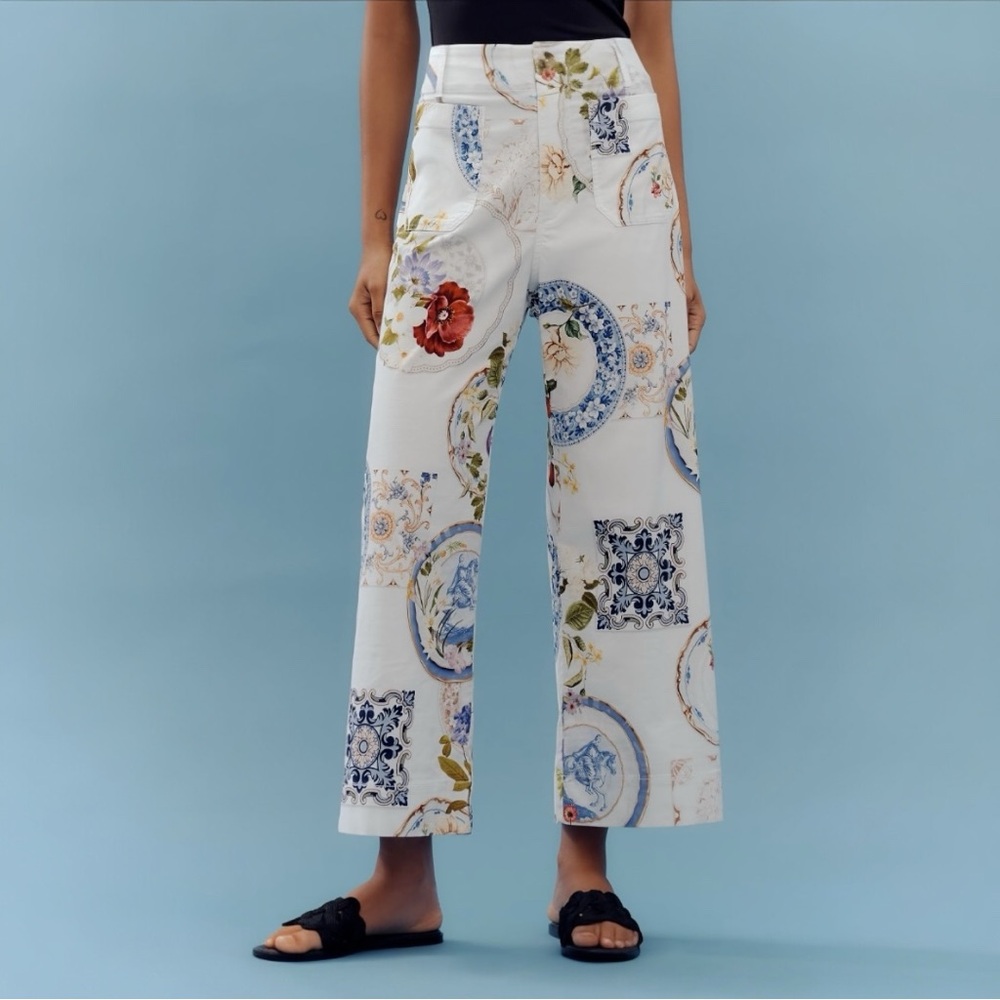 NWOT ANTHROPOLOGIE MAEVE Colette Cropped Wide-Leg Pants
